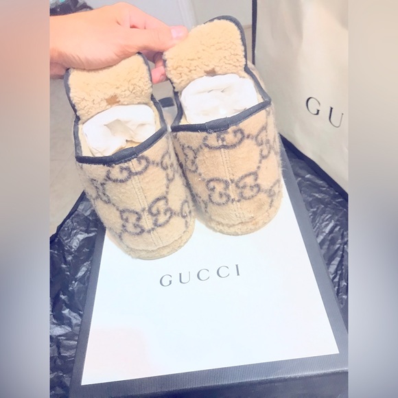 Mens Gucci Fria Horsebit GG Logo Wool Loafers Espadrilles in Cream - Picture 4 of 6